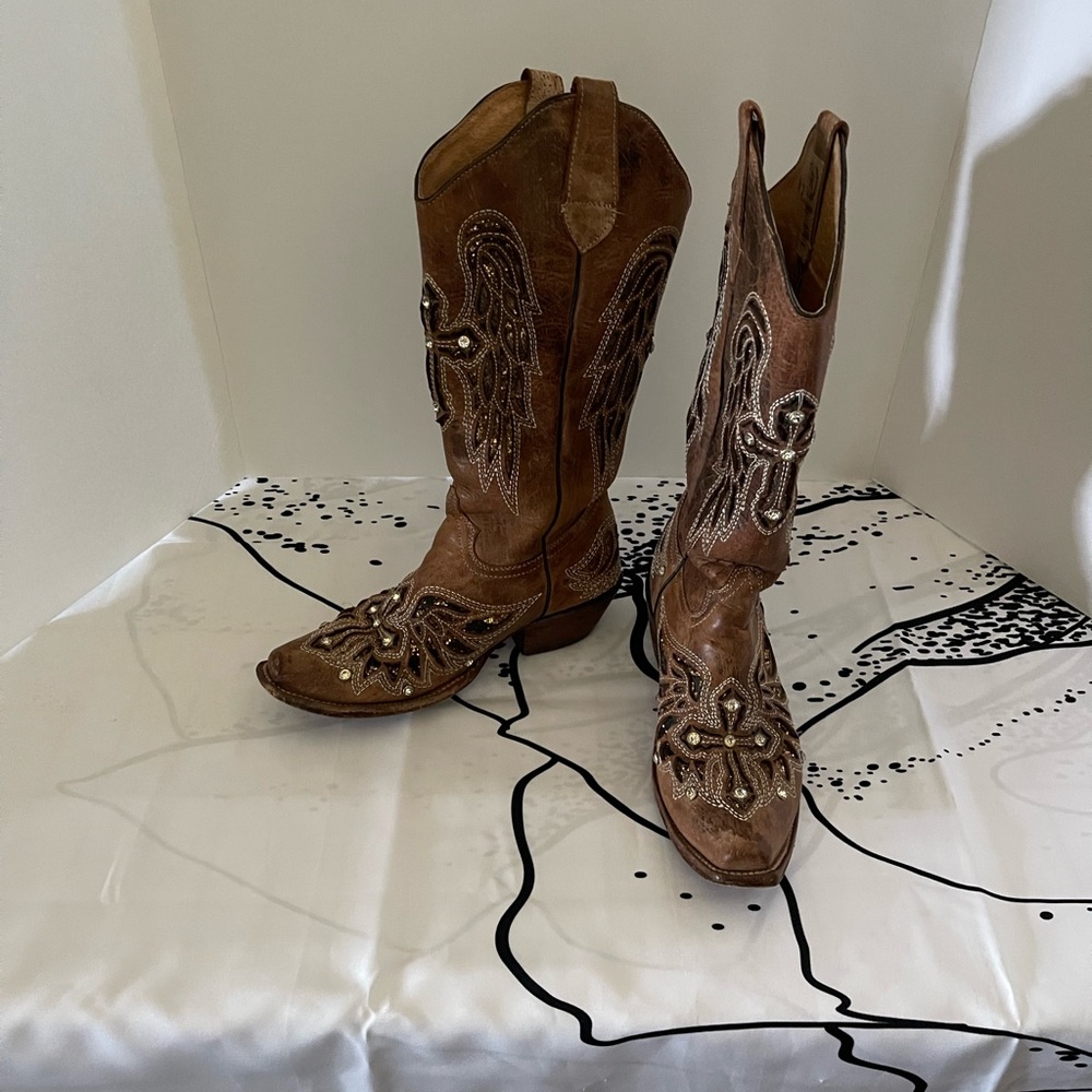 Women's Blinged Out Roldan Leather Old Gringo Style Cowboy Boots